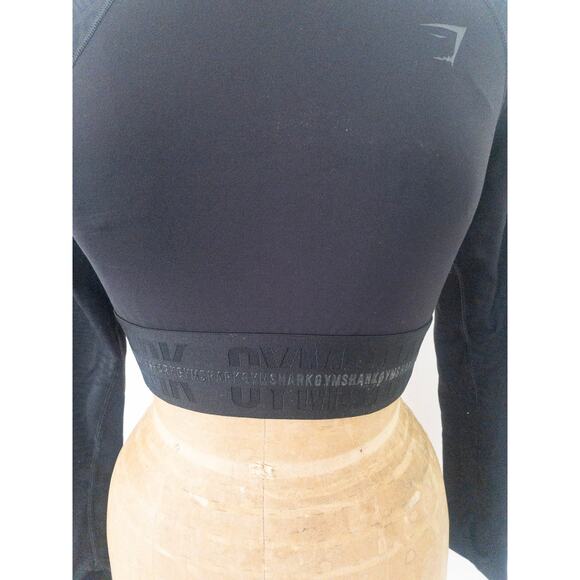 Gymshark Women's Vision Long Sleeve Crop Top Black Thumb Holes Size Medium - Picture 5 of 9